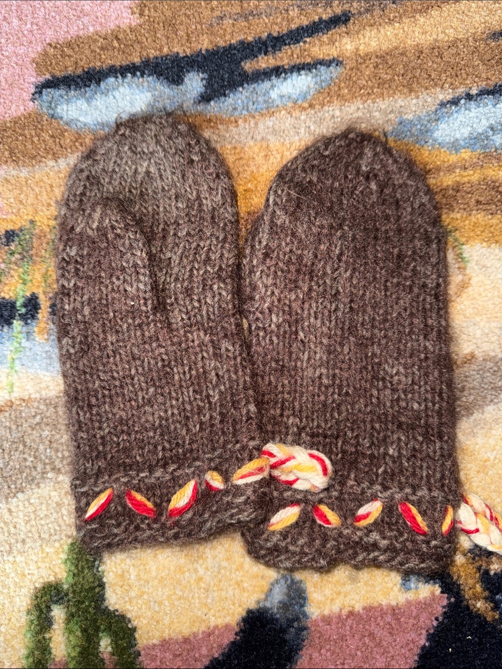 Hand knit Wool Mittens